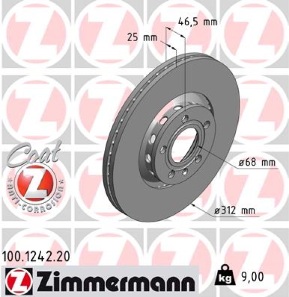 Zimmermann Brake Disc for AUDI A4 Cabriolet (8H7, B6, 8HE, B7) front