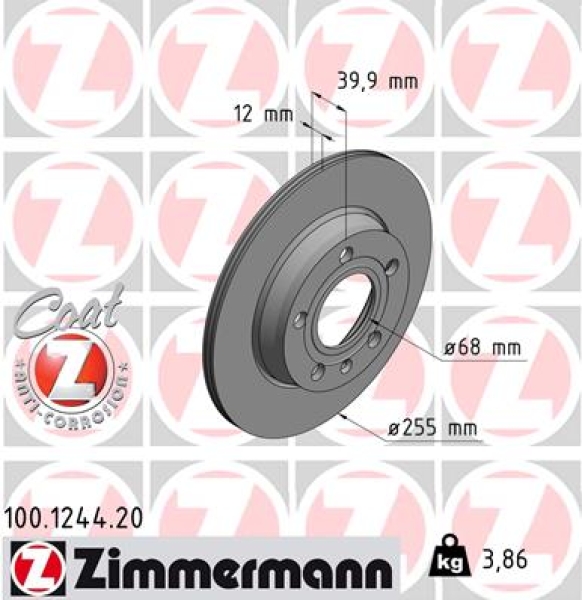 Zimmermann Brake Disc for AUDI A4 (8EC, B7) rear