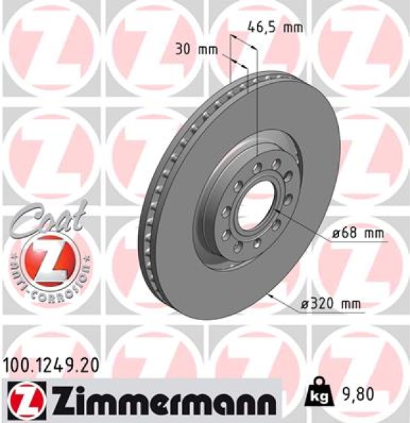 Zimmermann Brake Disc for AUDI A6 Avant (4B5, C5) front