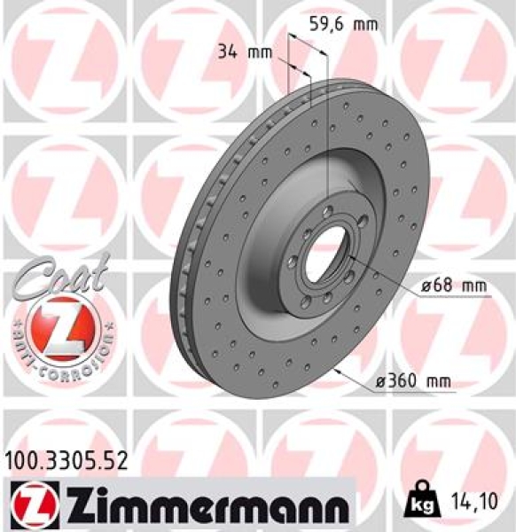 Zimmermann Brake Disc for AUDI A8 (4E2, 4E8) front