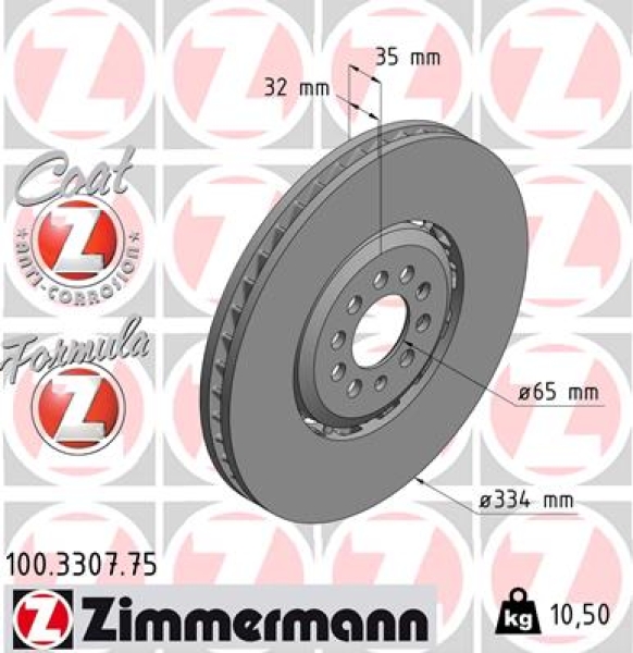 Zimmermann Brake Disc for AUDI TT (8N3) front left