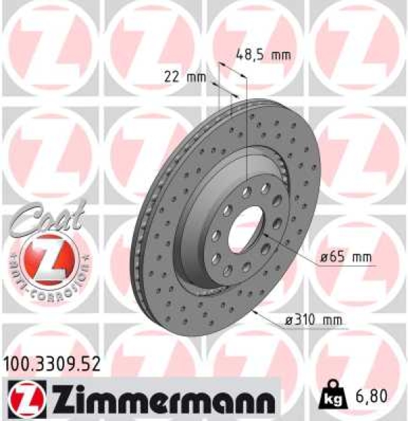 Zimmermann Sport Brake Disc for AUDI A3 (8V1, 8VK) rear