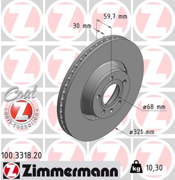 Zimmermann Brake Disc for AUDI A6 Avant (4F5, C6) front