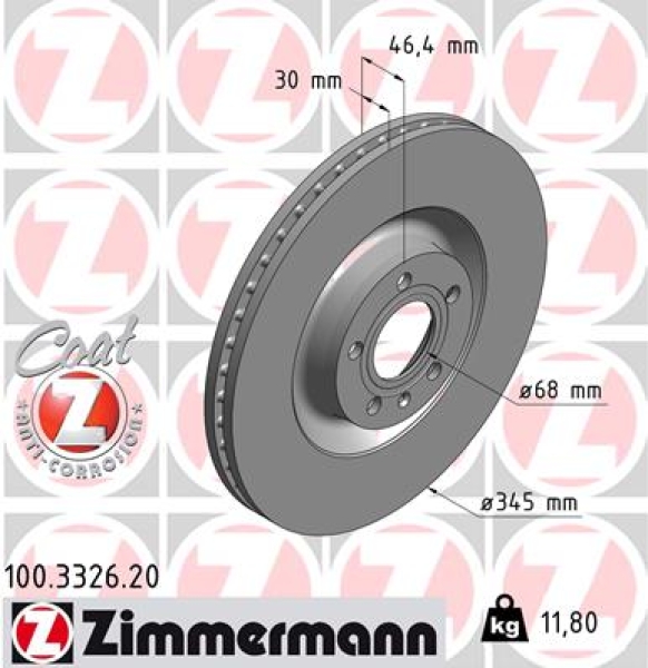 Zimmermann Brake Disc for AUDI A4 (8E2, B6) front