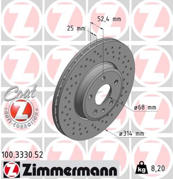 Zimmermann Sport Brake Disc for AUDI A4 Avant (8K5, B8) front