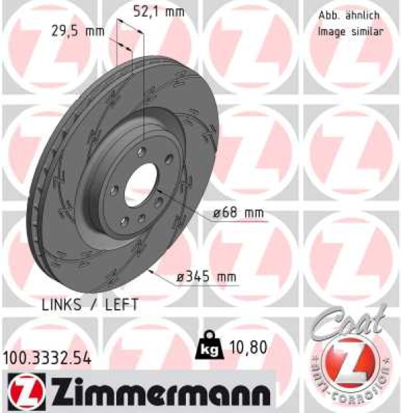 Zimmermann Sportbremsscheibe Black Z für AUDI A4 Avant (8K5, B8) vorne links
