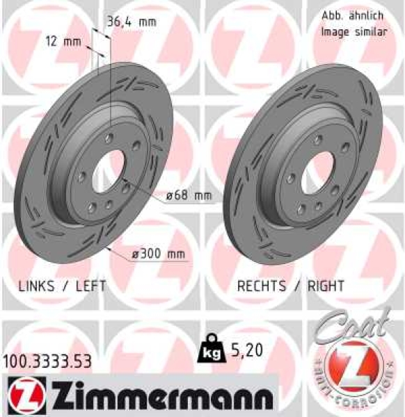 Zimmermann Sport Brake Disc for AUDI A6 Avant (4G5, 4GD, C7) rear