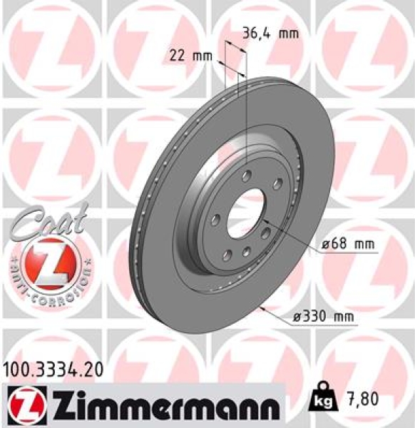 Zimmermann Brake Disc for AUDI A4 Avant (8K5, B8) rear