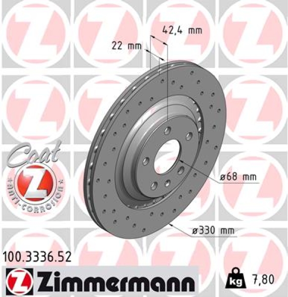 Zimmermann Sport Brake Disc for AUDI A6 (4F2, C6) rear