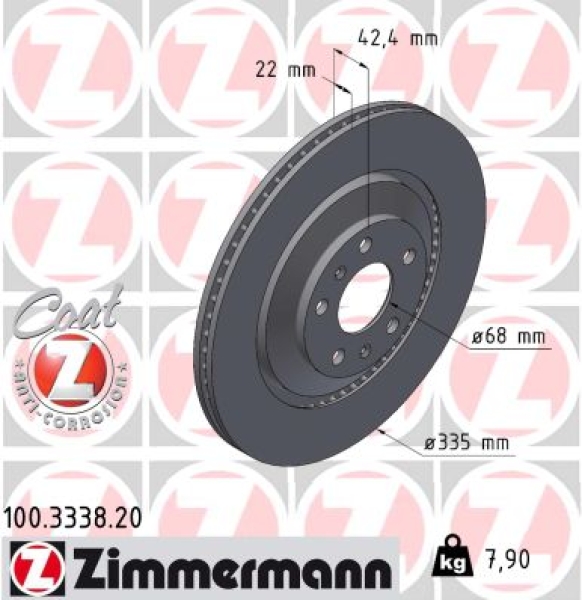 Zimmermann Brake Disc for VW PHAETON (3D1, 3D2, 3D3, 3D4, 3D6, 3D7, 3D8, 3D9) rear