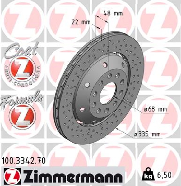 Zimmermann Brake Disc for AUDI A6 (4B2, C5) rear right