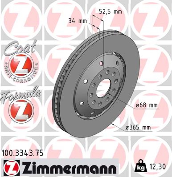 Zimmermann Brake Disc for AUDI A6 (4B2, C5) front left
