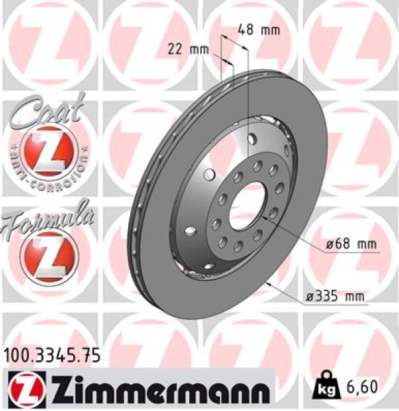 Zimmermann Brake Disc for AUDI A6 (4B2, C5) rear left