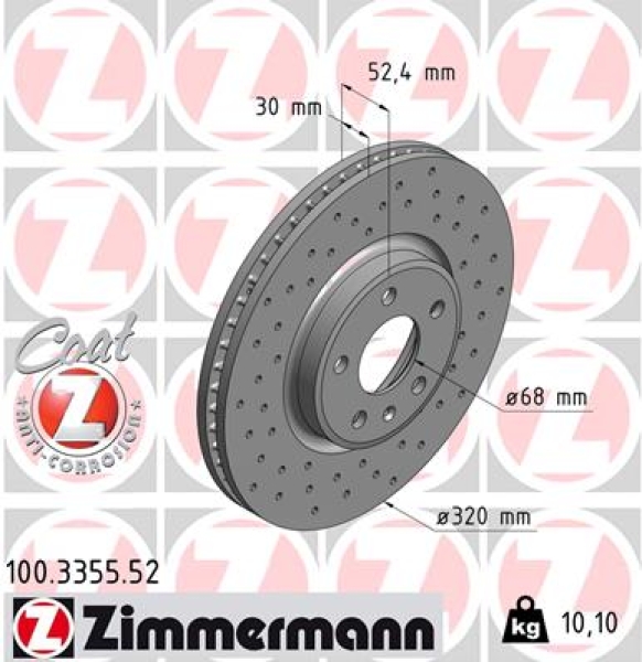 Zimmermann Sport Brake Disc for AUDI A4 Allroad (8KH, B8) front