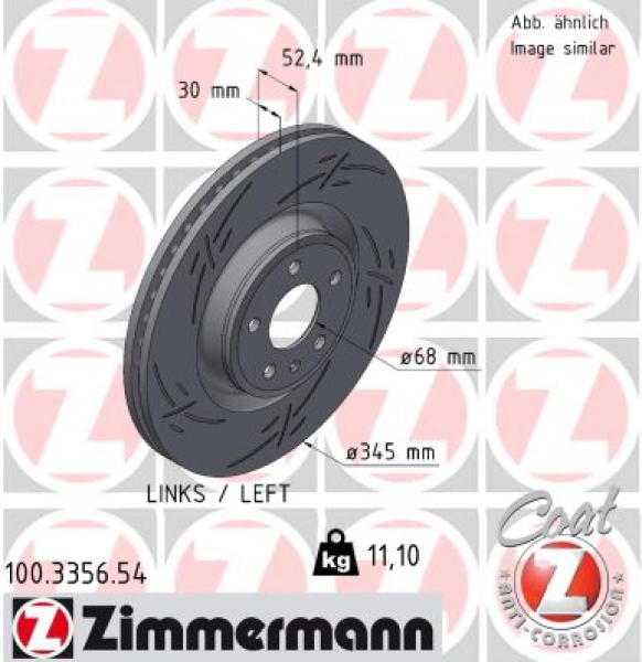 Zimmermann Sportbremsscheibe Black Z für AUDI A4 Avant (8K5, B8) vorne links