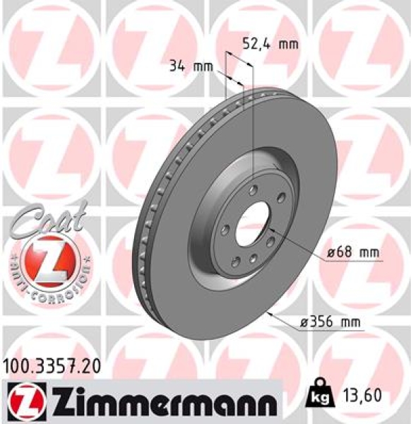 Zimmermann Bremsscheibe für AUDI A7 Sportback (4GA, 4GF) vorne