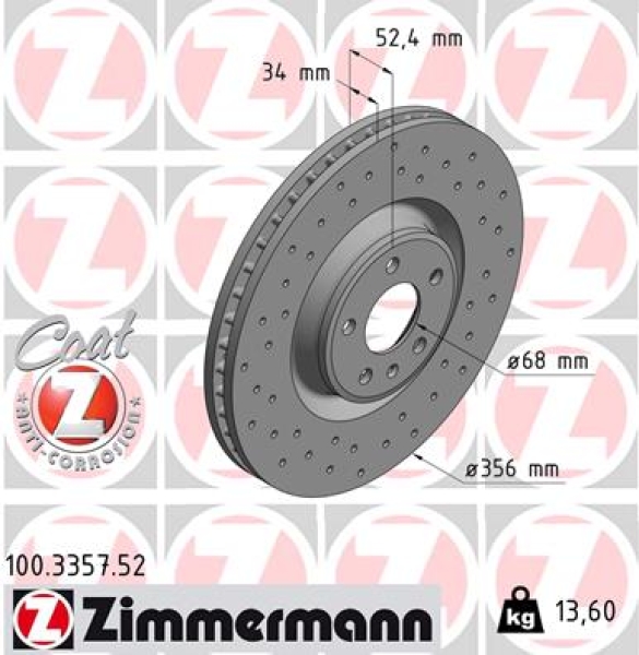 Zimmermann Brake Disc for AUDI A6 Avant (4G5, 4GD, C7) front