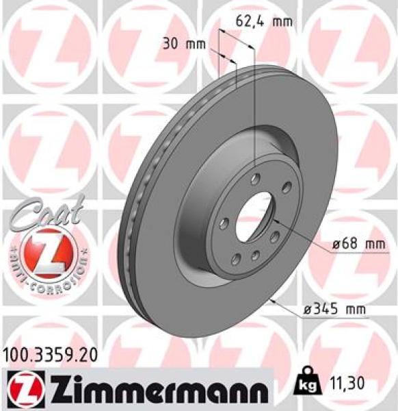 Zimmermann Brake Disc for AUDI A6 Allroad (4GH, 4GJ) front