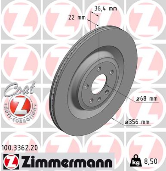 Zimmermann Brake Disc for AUDI A6 (4G2, 4GC, C7) rear