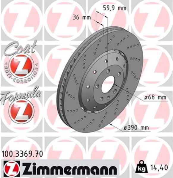 Zimmermann Bremsscheibe Formula Z für AUDI A6 (4F2, C6) vorne
