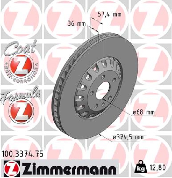 Zimmermann Bremsscheibe Formula Z für AUDI A8 (4N2, 4N8) vorne