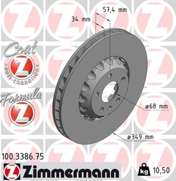 Zimmermann Bremsscheibe Formula Z für AUDI A6 Avant (4A5, C8) vorne