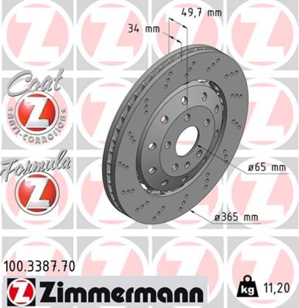 Zimmermann Bremsscheibe Formula Z für AUDI Q3 (8UB, 8UG) vorne