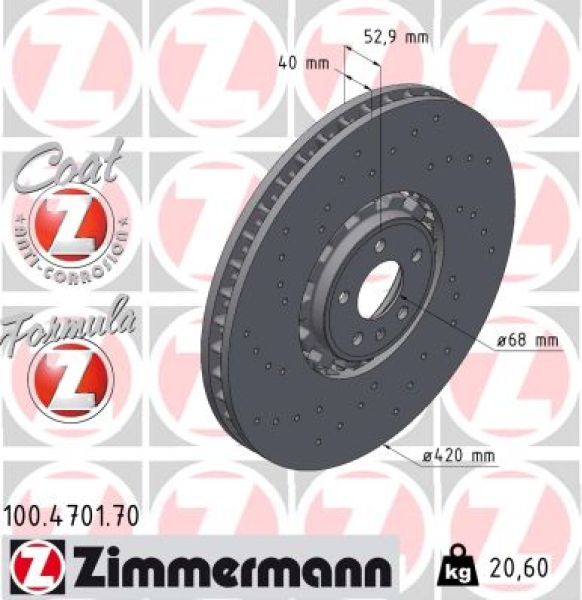 Zimmermann Bremsscheibe Formula Z für AUDI Q8 (4MN, 4MT) vorne