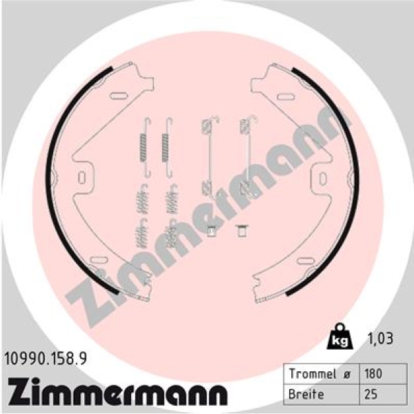 Zimmermann Bremsbackensatz für MERCEDES-BENZ C-KLASSE Coupe (C204) hinten / Feststellbremse