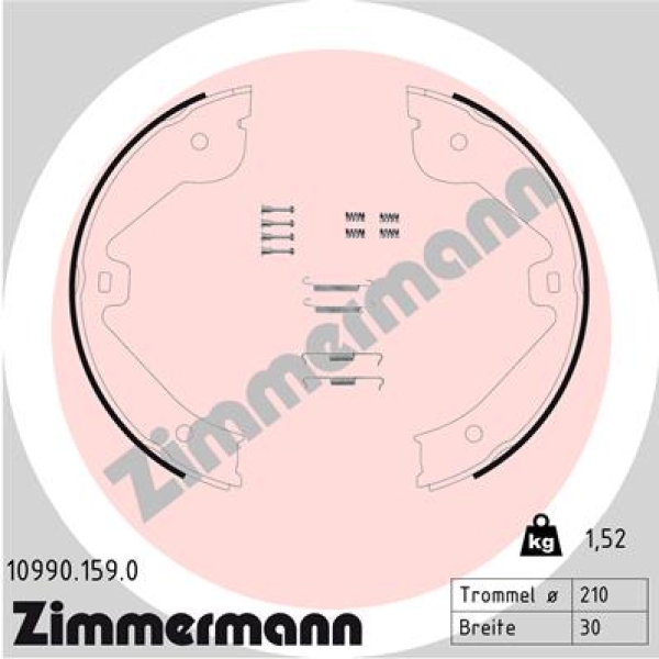 Zimmermann Brake Shoe Set for MERCEDES-BENZ M-KLASSE (W164) rear / parking brake