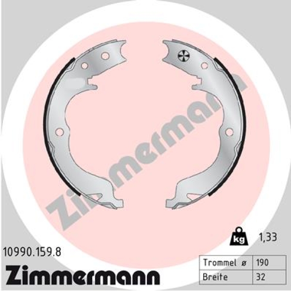 Zimmermann Brake Shoe Set for SUBARU IMPREZA Stufenheck (GE, GV) rear / parking brake