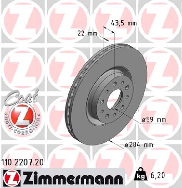 Zimmermann Brake Disc for FIAT DOBLO Kasten/Kombi (263_) front