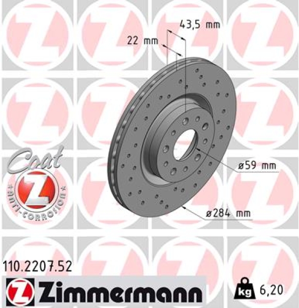 Zimmermann Sport Brake Disc for FIAT DOBLO Kasten/Kombi (263_) front