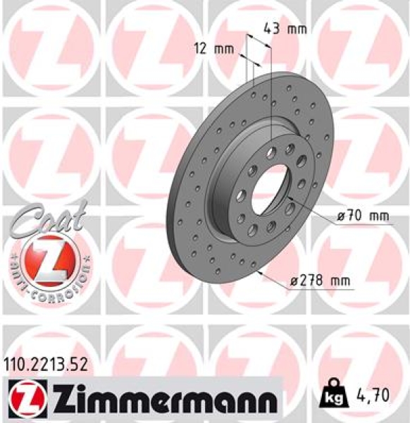 Zimmermann Sport Brake Disc for JEEP COMPASS (MP, M6) rear