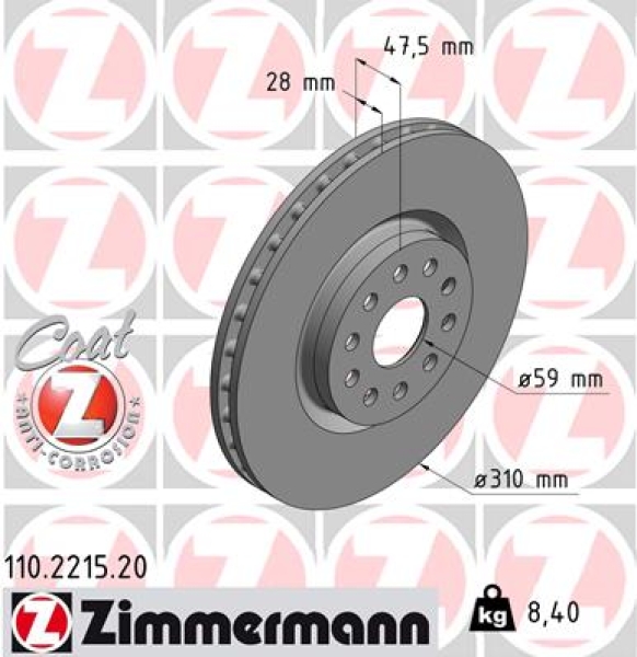 Zimmermann Brake Disc for LANCIA KAPPA SW (838_) front