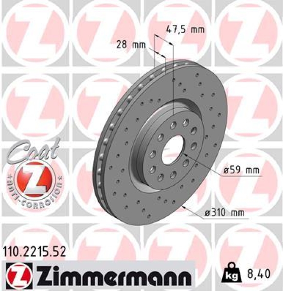 Zimmermann Sport Brake Disc for ALFA ROMEO 166 (936_) front