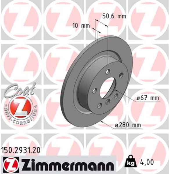 Zimmermann Brake Disc for MINI MINI CLUBMAN (F54) rear