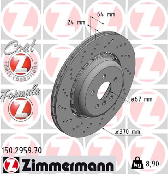 Zimmermann Bremsscheibe Formula Z für BMW 5 (G30, F90) hinten links