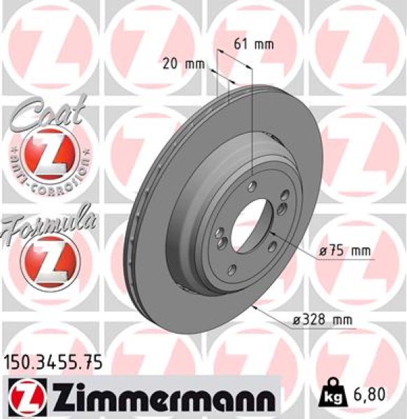 Zimmermann Brake Disc for BMW 5 (E39) rear left