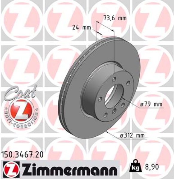 Zimmermann Bremsscheibe für BMW 1 (F21) vorne