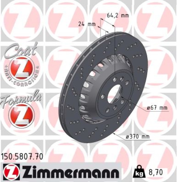 Zimmermann Bremsscheibe Formula Z für BMW X3 (G01, F97, G08) hinten links