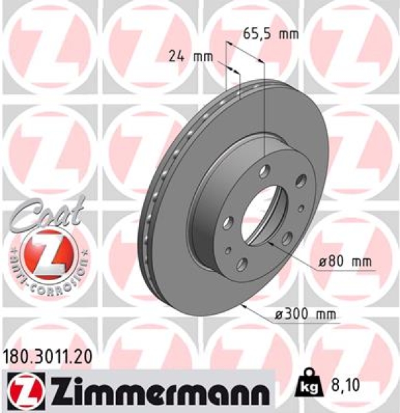 Zimmermann Brake Disc for CITROËN JUMPER Bus front
