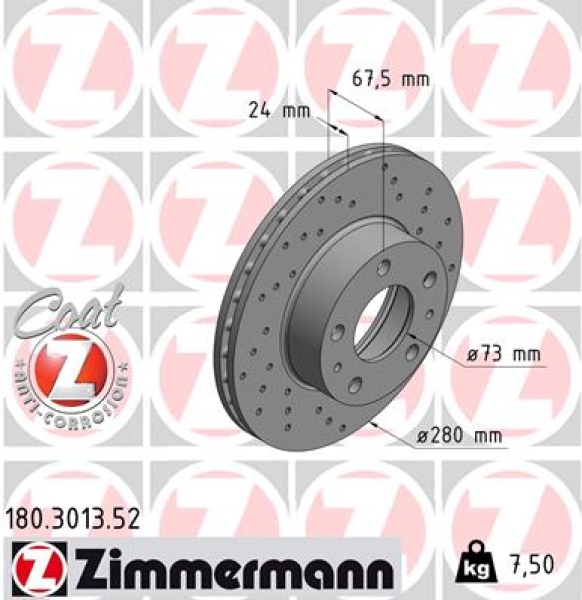 Zimmermann Sportbremsscheibe Sport Z für PEUGEOT BOXER Pritsche/Fahrgestell (244) vorne