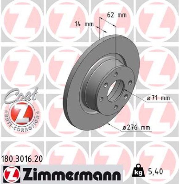 Zimmermann Brake Disc for CITROËN C5 II Break (RE_) rear