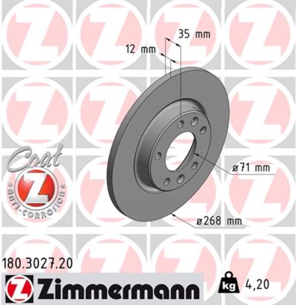 Zimmermann Brake Disc for PEUGEOT 308 II rear