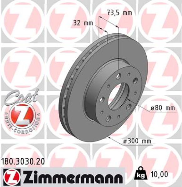 Zimmermann Brake Disc for FIAT DUCATO Bus (250_, 290_) front
