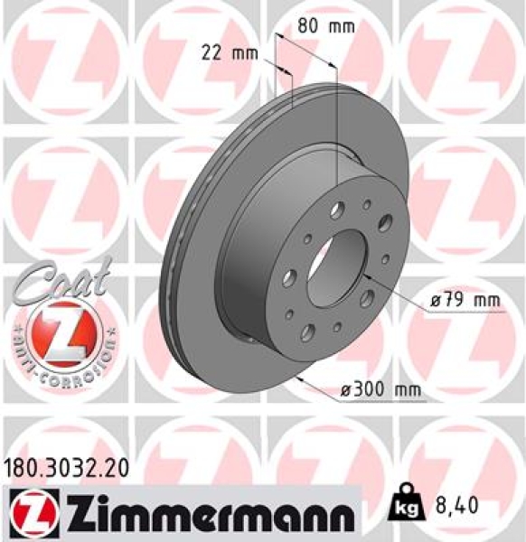 Zimmermann Brake Disc for PEUGEOT BOXER Pritsche/Fahrgestell rear