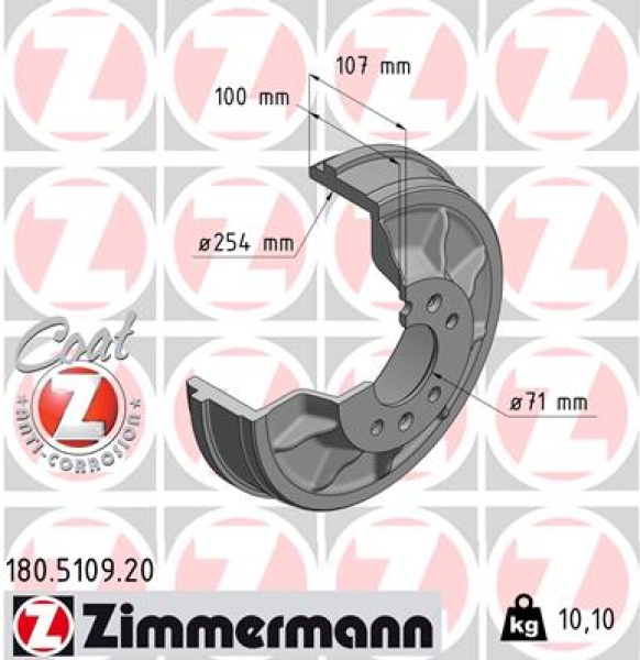 Zimmermann Bremstrommel für FIAT SCUDO Pritsche/Fahrgestell (270_, 272_) hinten