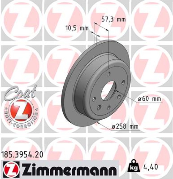 Zimmermann Brake Disc for CHEVROLET NUBIRA Stufenheck rear