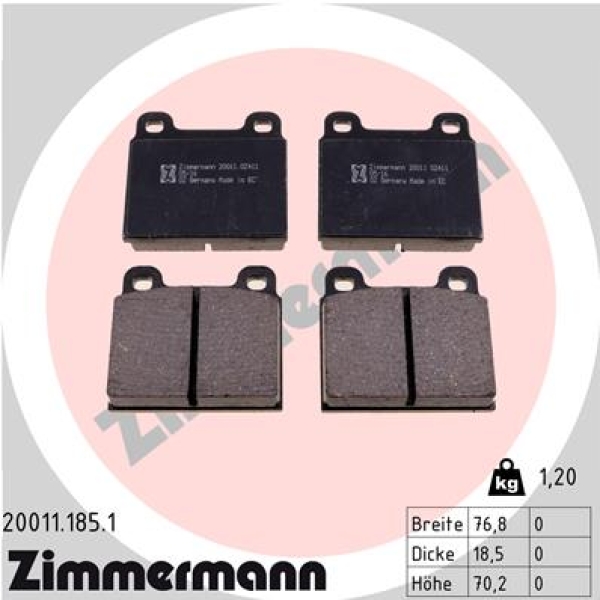 Zimmermann Brake pads for VW TRANSPORTER T1 Bus (22, 24, 25, 28) front